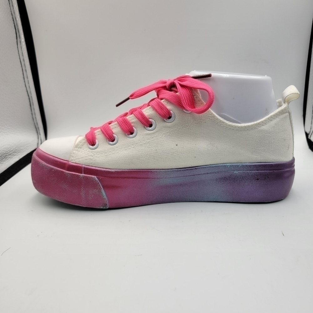 Olivia Miller Shoes Sneakers Gazelle White Canvas Colored Ombre Casual Womens 7 - Picture 8 of 10